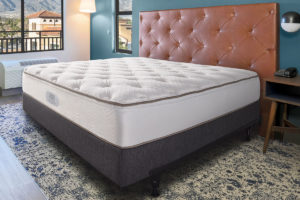 Mattress and box spring with headboard