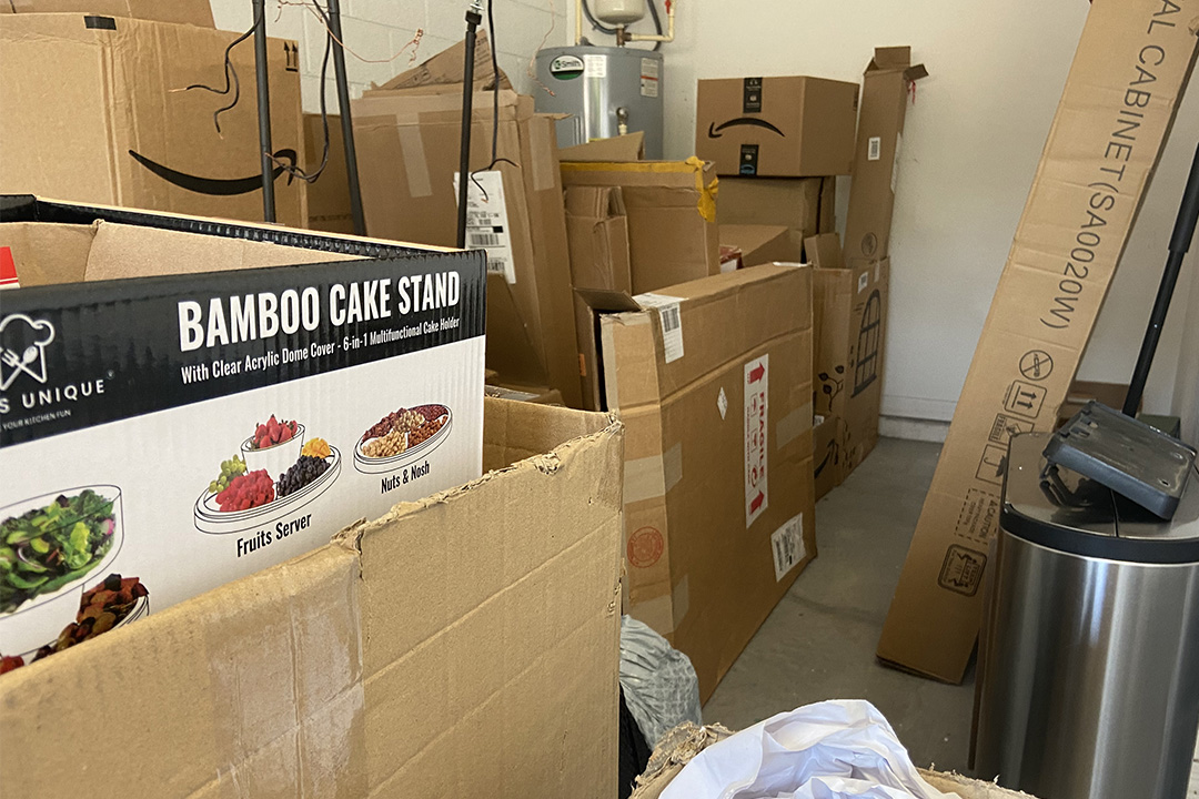 garage filled with boxes